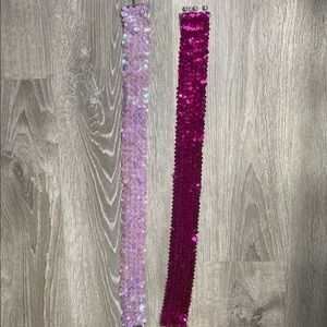 Two sequin stretchy belts
